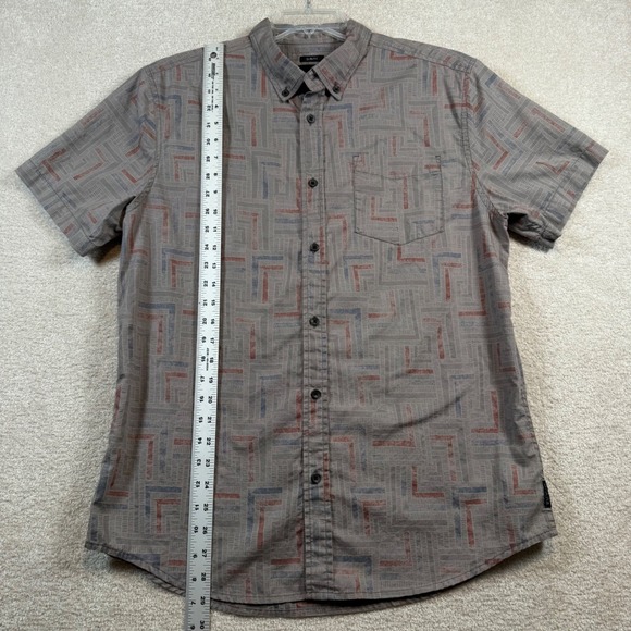 Prana Mens Large Slim Fit Short Sleeve Button Up Shirt Organic Cotton Blend - Picture 8 of 9
